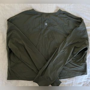 Authentic Lululemon Olive Green Cropped Long Sleeve
